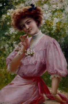  ROSA Pintura - Chica guapa de rosa Emile Vernon